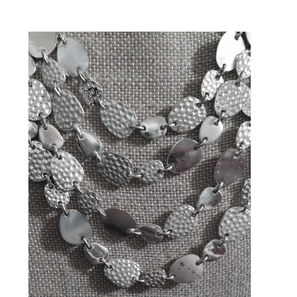 Statement 4 Layer Linked Hammered Silver-tone Dis… - image 3