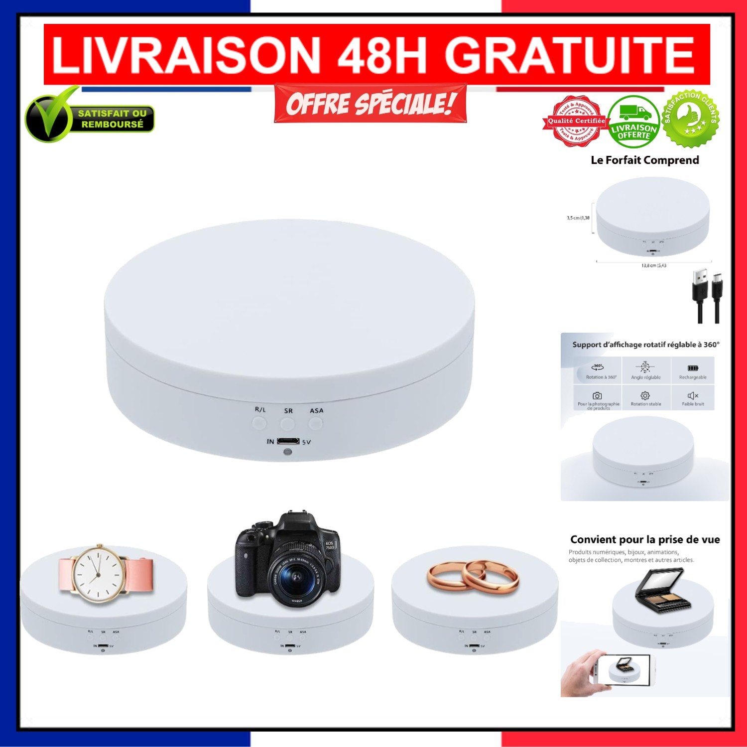 Présentoir rotatif 360 Mcbazel blanc pour valoriser vos bijoux et éviter les reflets