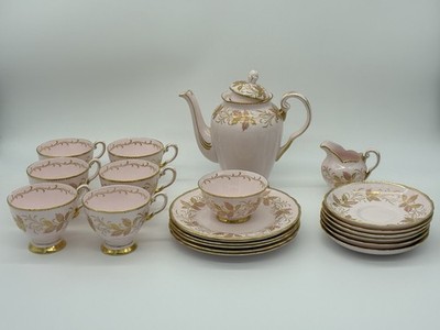Tuscan Bone China Tee Service 21tlg 1469H Rosa Gold England 6 Personen 