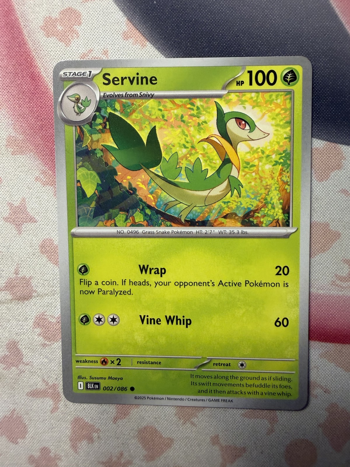 Servine Common SV: Black Bolt 002/086 NM English Pokemon Card