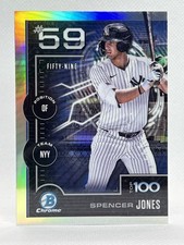 Spencer Jones RARE ROOKIE REFRACTOR INVESTMENT CARD BOWMAN YANKEES MINT. rookie card picture