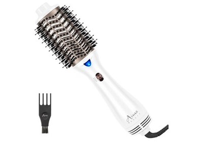 Aima White 2.3in. Beauty Hair Dryer Brush Ionic Ceramic Hot Air Brush frizz-free