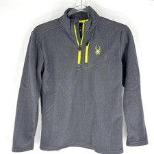 Spyder Quarter Zip Fleece Pullover Charcoal Grey Neon Yellow Boys Large