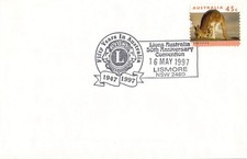 G0719 Australia NSW Lismore 2480 50 yrs Lions cds APM postmark on cover