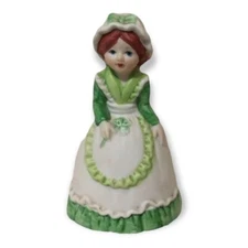 March Shamrock Lady Girl Bell Green White JSNY Made in Taiwan LUCK Porcelain
