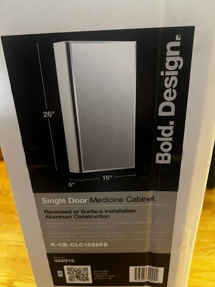 Kohler CBCLC1526FS 15" W x 26" H aluminum singledoor medicine