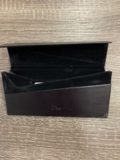 Dior Sunglasses Case Black Faux Leather Black Faux Velvet Stripe EMPTY