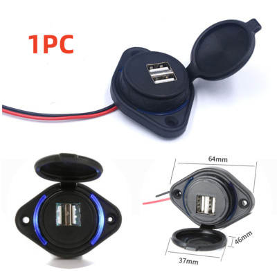 Dual USB Socket Charger Surface Mount For Caravan RV Camper Boat Trailer 12V/24V