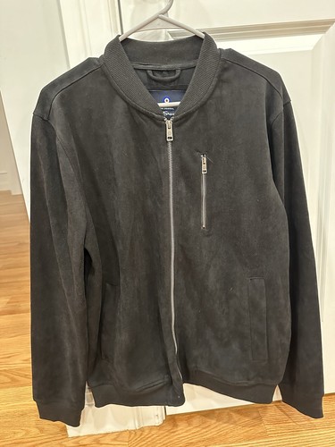 Ben Sherman Men's Faux Suede Bomber Jacket Black Size Medium Full Zip EUC!