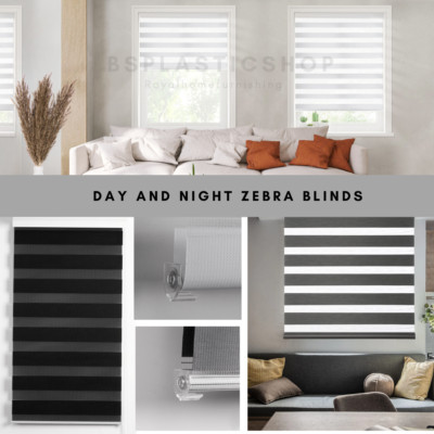 Tag und Nacht Rollo Zebra Vision Grau Fensterrollo bis 243 cm x 210 cm