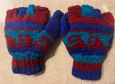 Knitted Handmade Gloves Fingerless Flip Over Wool From Germany