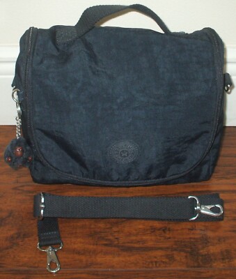 KIPLING Navy Blue Kichirou Insulated Lunch Bag Crossbody with Monkey Keychain