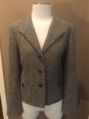 Lafayette 148 New York 10 M Office Core Brown Tweed Jacket W Pockets￼