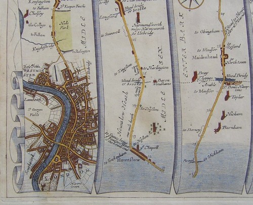 London-Marlborough: antique road map by John Ogilby,1675 (1st edition) - Picture 4 of 4