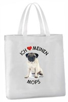Tragetasche Ich Liebe Meinen Mops Beige Tasche Hund Beutel