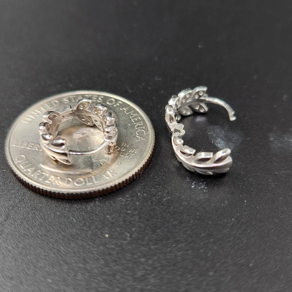 Aretes Huggie de zafiro aro flor de trigo 1/2 pulgada plata de ley maciza 925 Foto 3 de 4