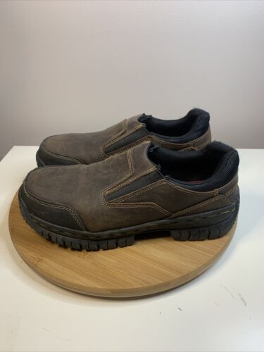 Skechers Work Hartan Relaxed Fit Steel Toe Shoes Men's Size 8.5 Brown 77066 - Afbeelding 1 van 7