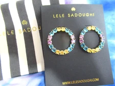 Lele Sadoughi  Multi-color Glass Crystal Circulo Ombre Earrings NWT