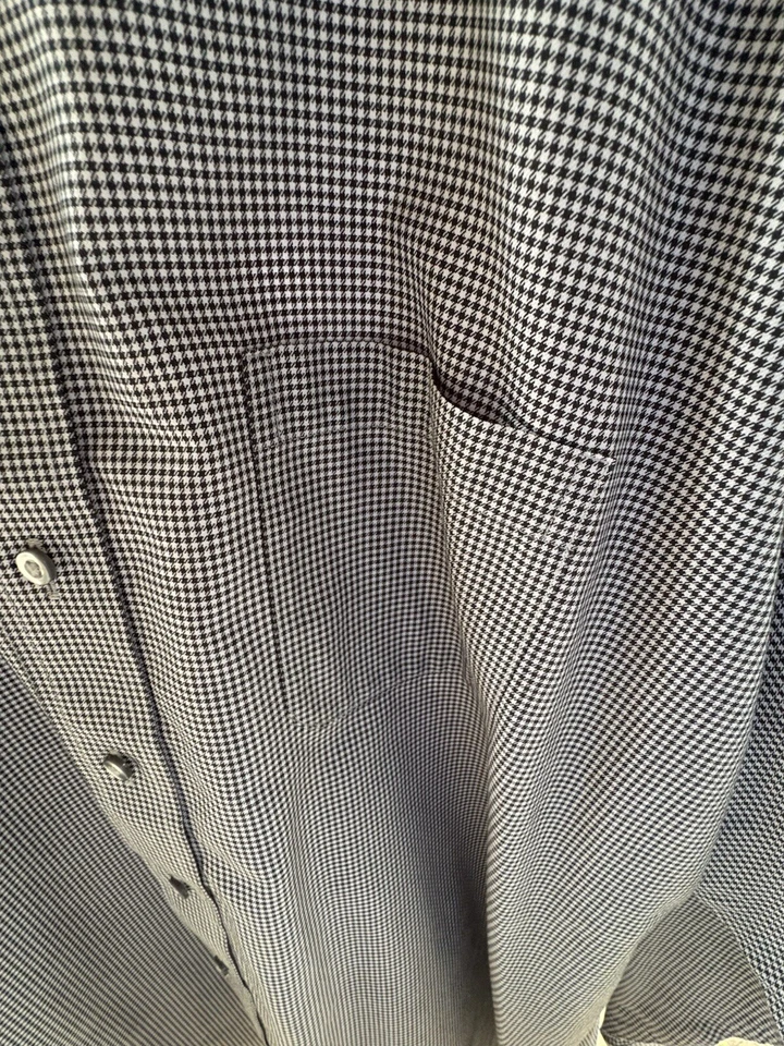 Camisa de vestir Roundtree Yorke de algodón para hombre etiqueta dorada azul blanco cuadros talla 18/34 Foto 4 de 4