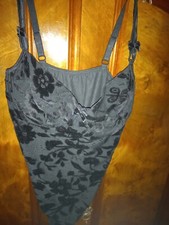  Sexy women's bodysuit, black size 42, velvet look-NEW-