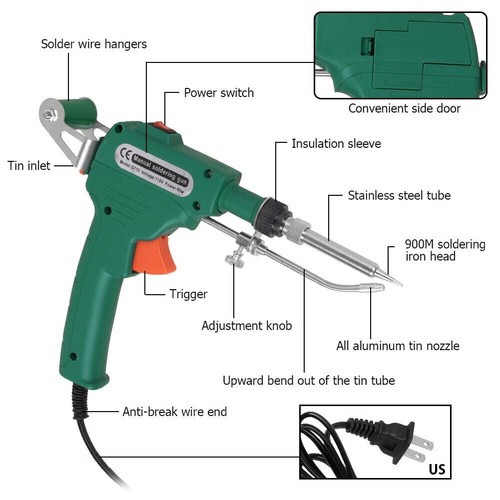 110V 60W Auto Welding Electric Soldering Iron Temperature Gun Solder Tool - Picture 7 of 12