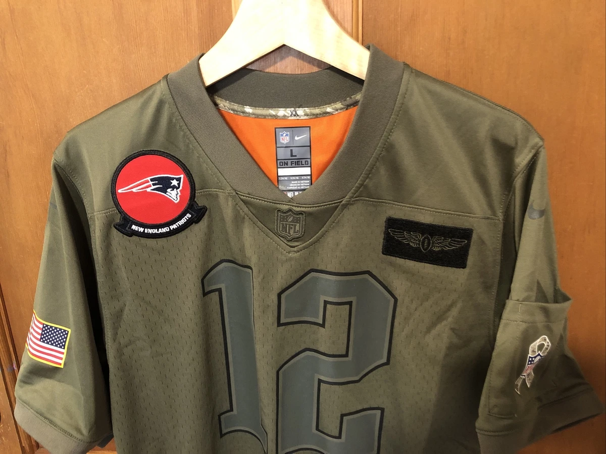 Nike New England Patriots No12 Tom Brady Olive/USA Flag Youth Stitched NFL Limited 2017 Salute to Service Jersey