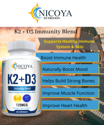 Vitamin K2 (MK7) with D3 125 MCG Supplement | BioPerine Capsules, Immune Health