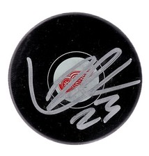 LUCAS RAYMOND DETROIT RED WINGS SUPERSTAR SIGNED AUTOGRAPHED LOGO PUCK COA