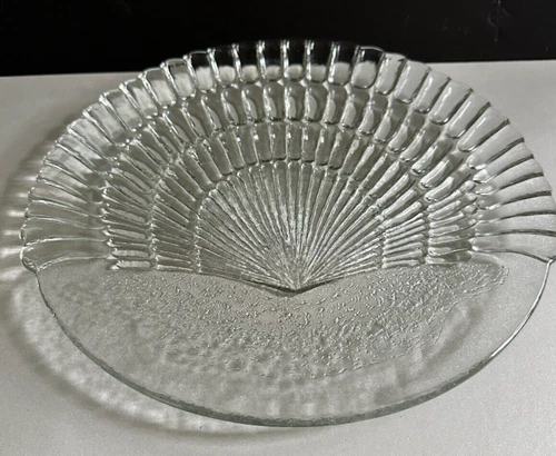 Depression Glass Seashell Shaped Platter - 12 1/2" Diameter