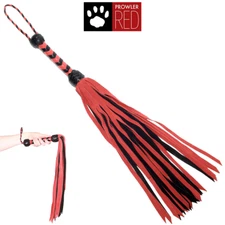 Flogger 33 Inch Red & Black Soft Flexible Leather Whip Prowler Red