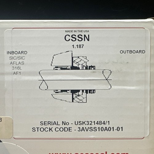 FACTORY SEALED- AES SEAL CSSN 1.187 Mechanical Seal 3AVSS10A01-01 || WARRANTY! - Picture 2 of 5