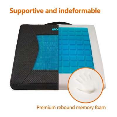 Sojoy IGelComfort 3 In 1 Foldable Gel Seat Cushion Featured With Memory Foam (A Must-Have Travel Cushion! Smart, Easy Travel Cushion) (Size: 18.5" X 15" X 2