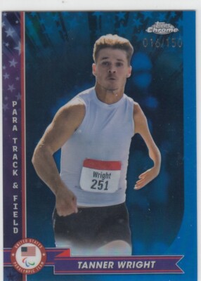 2024 Tanner Wright Topps Chrome Olympics BLUE REFRACTOR /150 - #53 Track Field