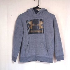 Under Armour Heather Grey Cold Gear Loose Fit Hooded Sweatshirt Size Youth Large