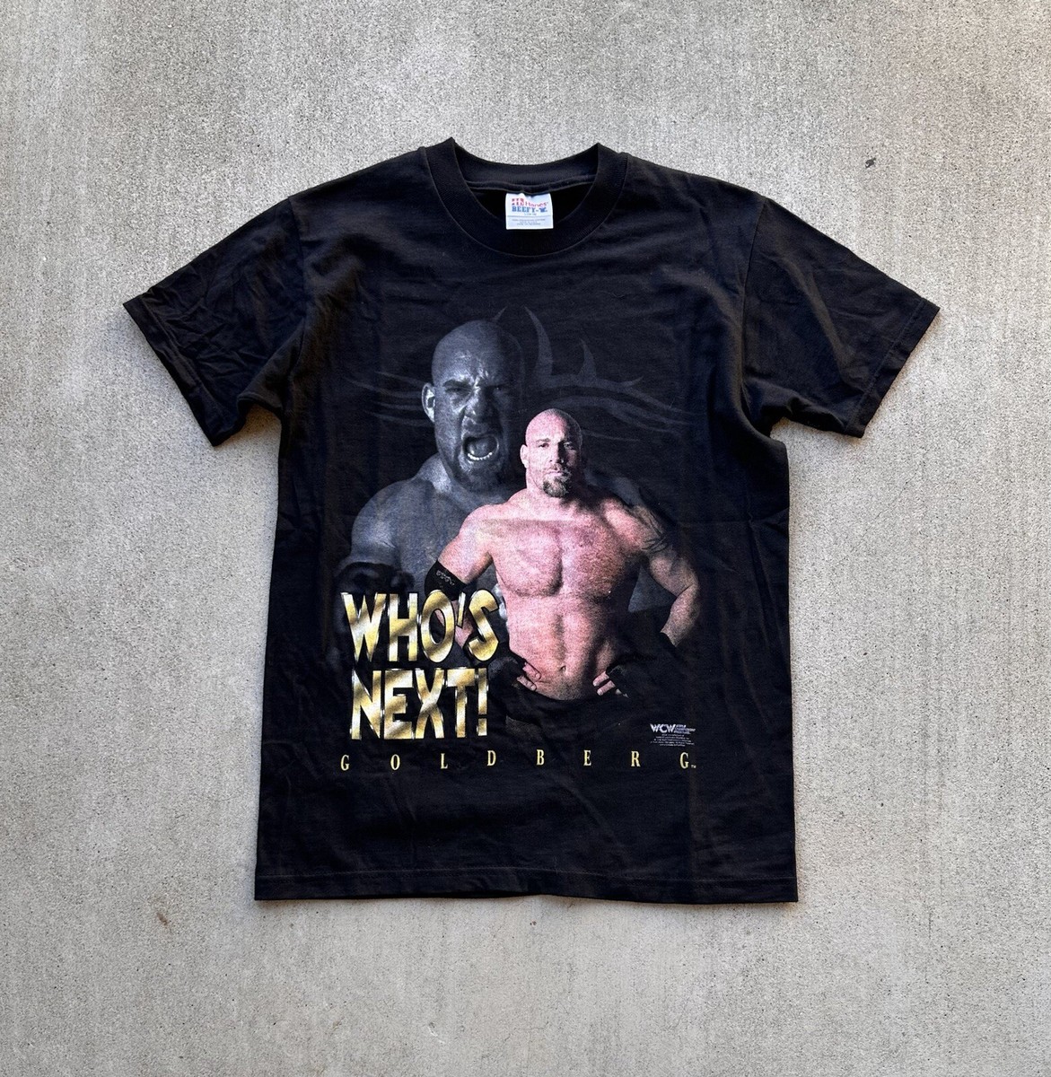 Vintage WCW Wrestling Tee Shirt Boys Large 90s Goldberg Deadstock