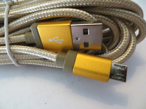 Gold Braided Charger Cable 10 ft long - Picture 2 of 2