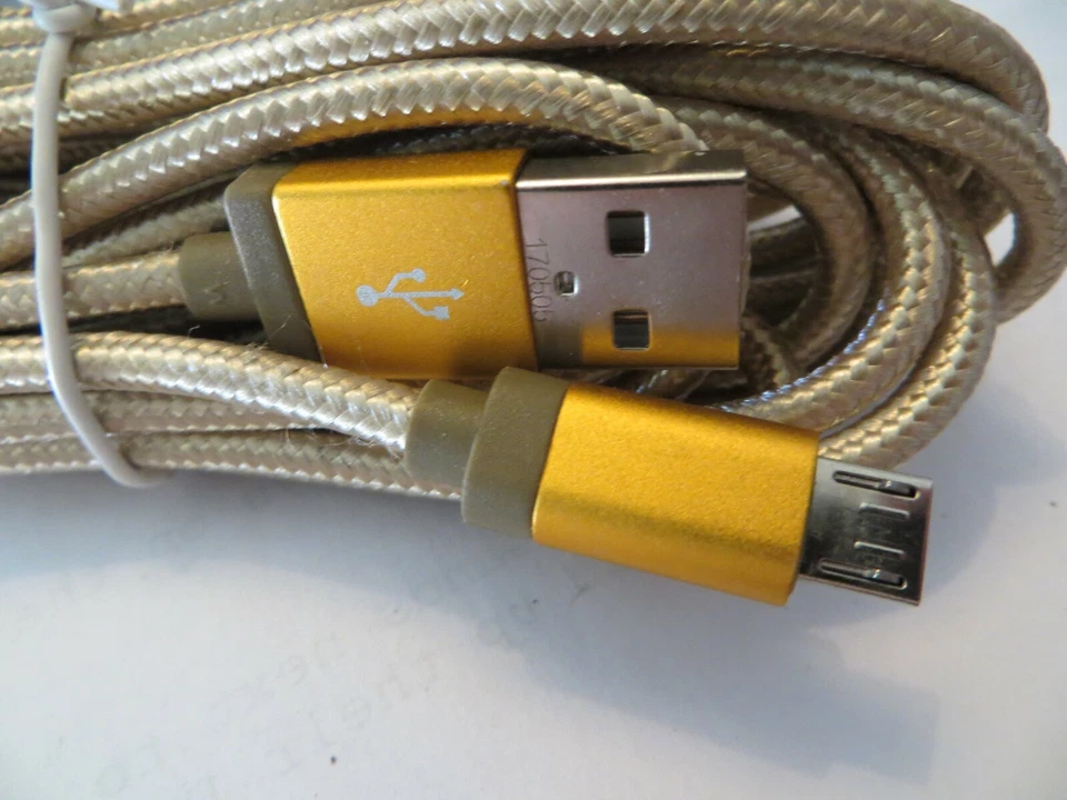 Gold Braided Charger Cable 10 ft long - Image 2 of 2