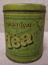 Vintage Balloroff Golden Leaf Tea Canister Tin Container with Lid Made in USA