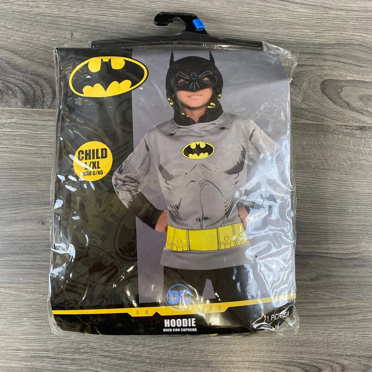 DC Child Long Sleeve Batman Hoodie Costume DressUp Halloween Size