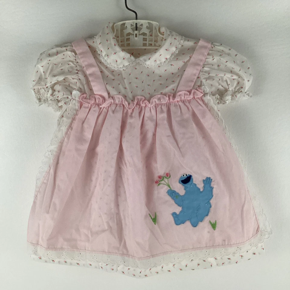 Monstruo de Galletas de Plaza Sésamo Vintage Años 80 Bebé Vestido Conjunto 9 Lun 9-12 Lun 12 Mo Foto 2 de 4