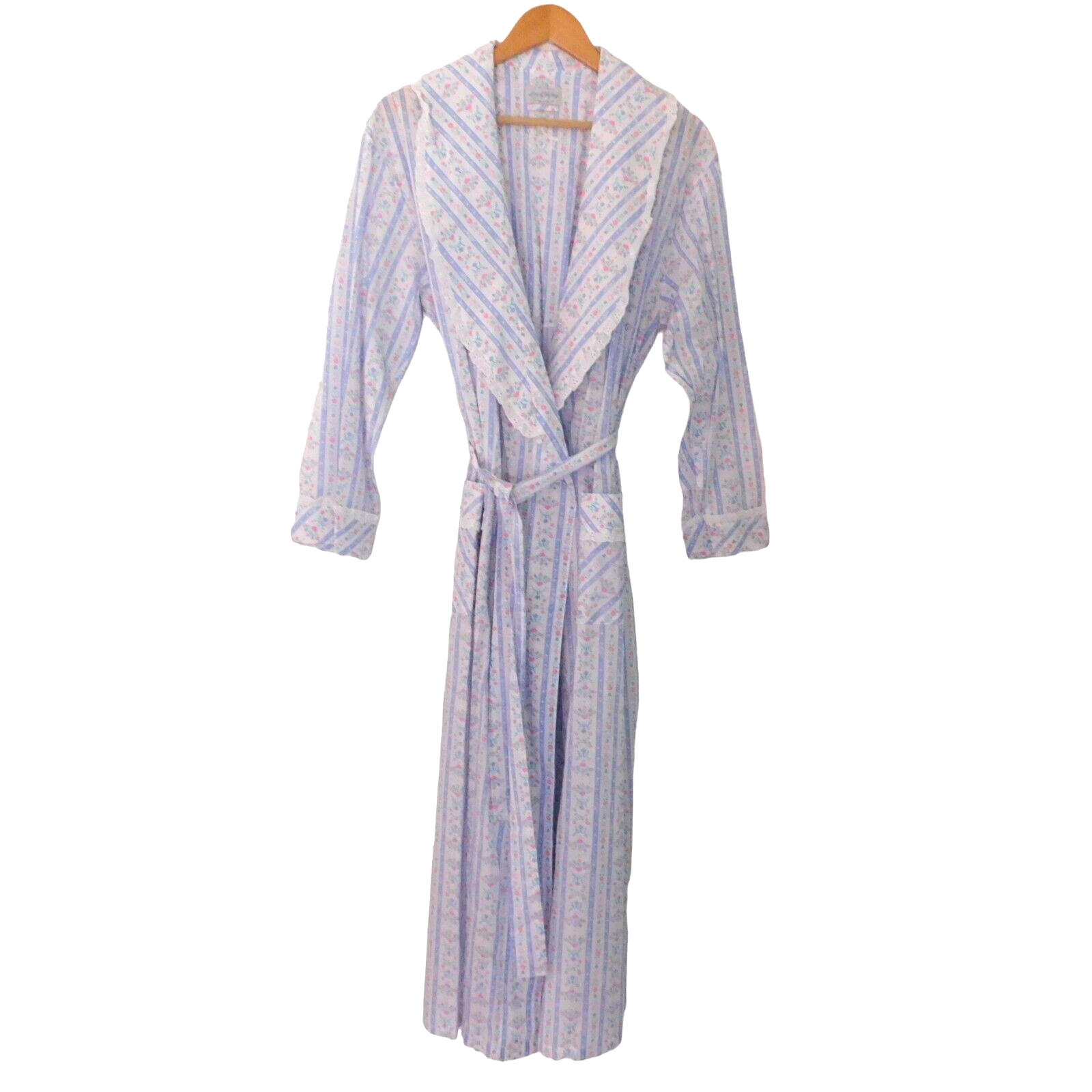 NEW Lanz of Salzburg Cotton Robe Floral Belt Pockets Lightweight Sz