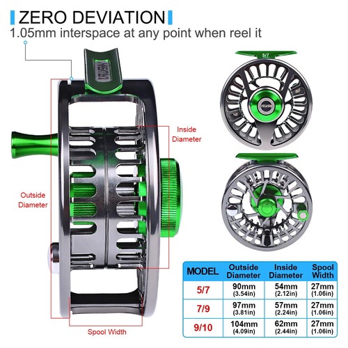 Dorisea Fly Fishing Reel Large Arbor Aluminum Lightweight Fly Reel 5/7 7/9 9/10 - Picture 7 of 52