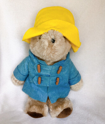 Paddington Bear Eden Toy 13'' 1975-1981 Stuffed Teddy Plush Yellow Hat Blue Coat