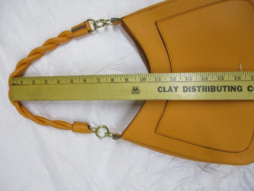 Nanette Lepore Hobo Orange Handbag Braided Strap Faux Leather Look - Picture 17 of 17