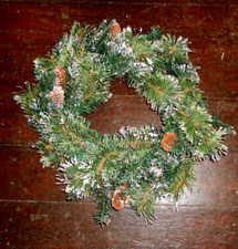 XMAS WREATH 18" ARTIFICIAL FIR RING CONE GREEN CONIFER SPRUCE DOOR FROSTED