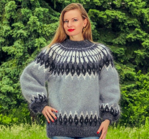 Grey Icelandic sweater designer Nordic 