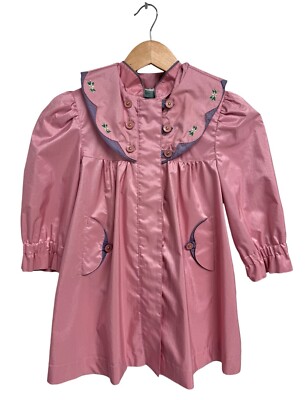 Giacca Youth Gallery girls rain coat hoodie pink zip up removable hoodie size 4