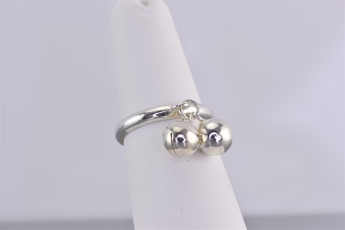 Sterling Silver 13mm Dangling Rattle Bead Balls Solid Band Ring 925 Sz: 6