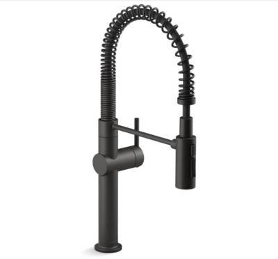 Kohler K-22973-BL Crue Semi Pro Pull Down Kitchen Faucet, Matte Black