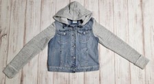 MUDD GIRLS 16 GRAY SPECKLED TERRY SWEATSHIRT BUTTON POCKETS JEAN JACKET HOODIE